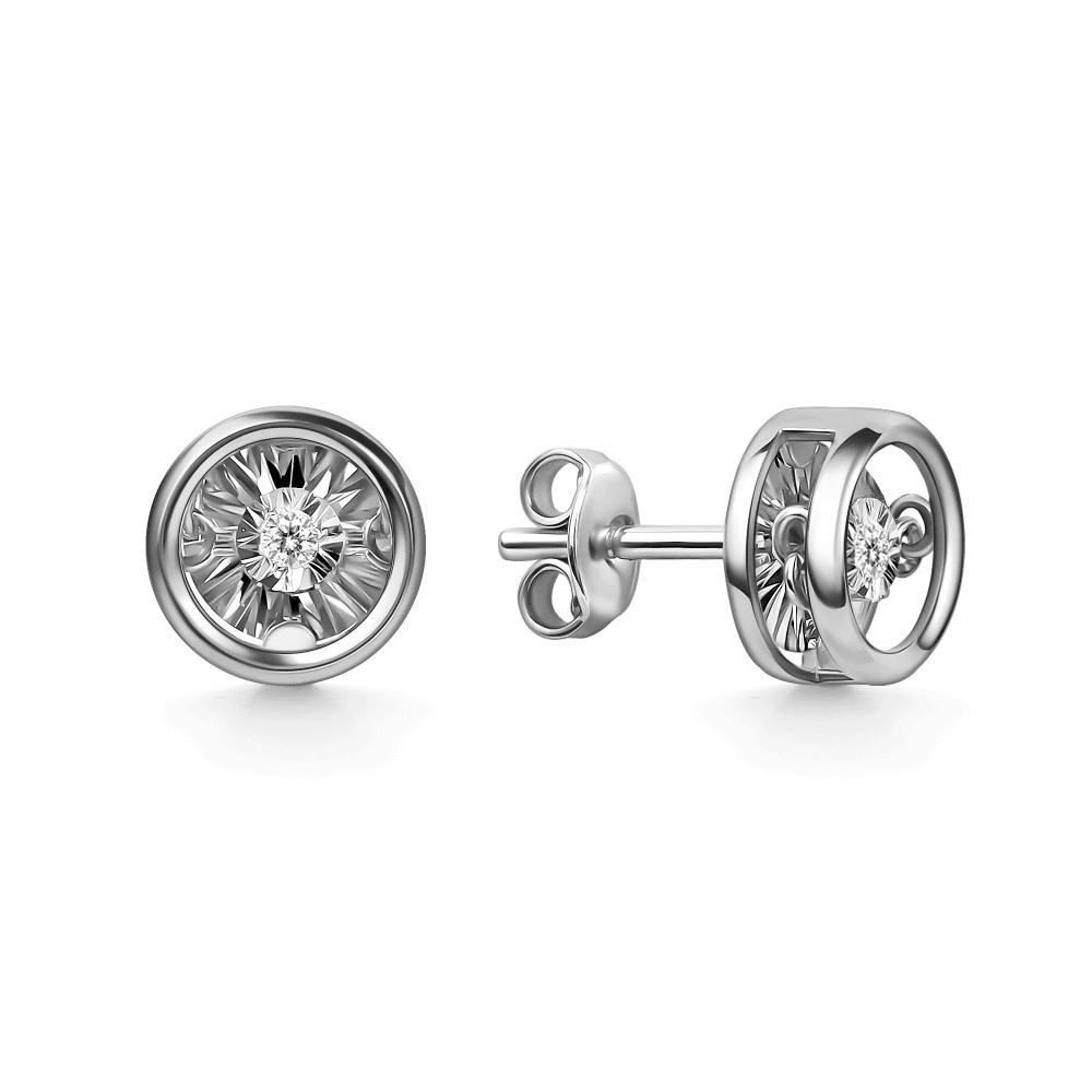 Серьги из белого золота GRIGORIEV с танцующим бриллиантом Г12-12-51201-11-00 фото