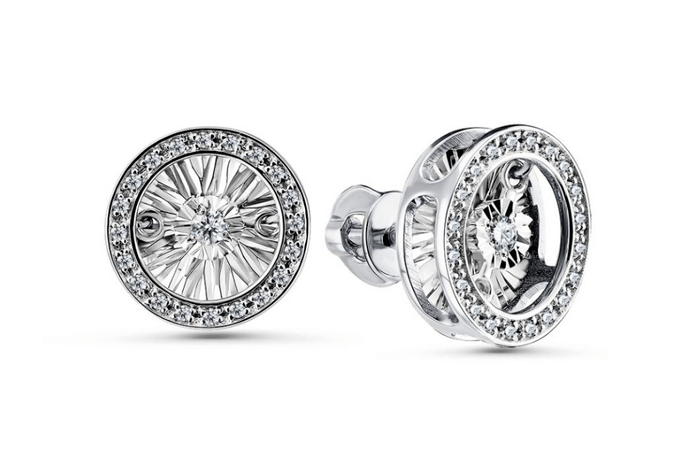 Серьги из белого золота GRIGORIEV с танцующим бриллиантом Г12-12-5478-31-00 фото