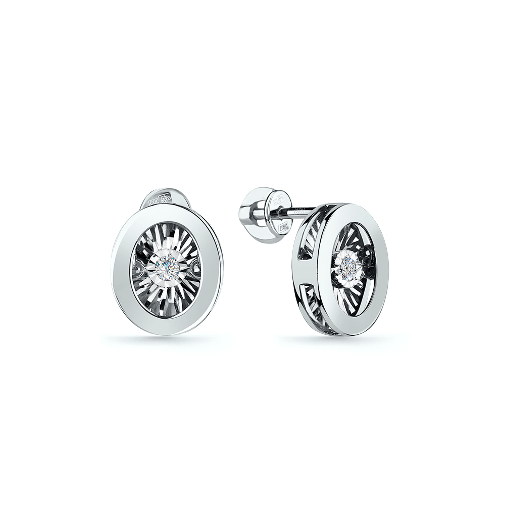 Серьги из белого золота GRIGORIEV с танцующим бриллиантом Г12-12-5744-11-00 фото