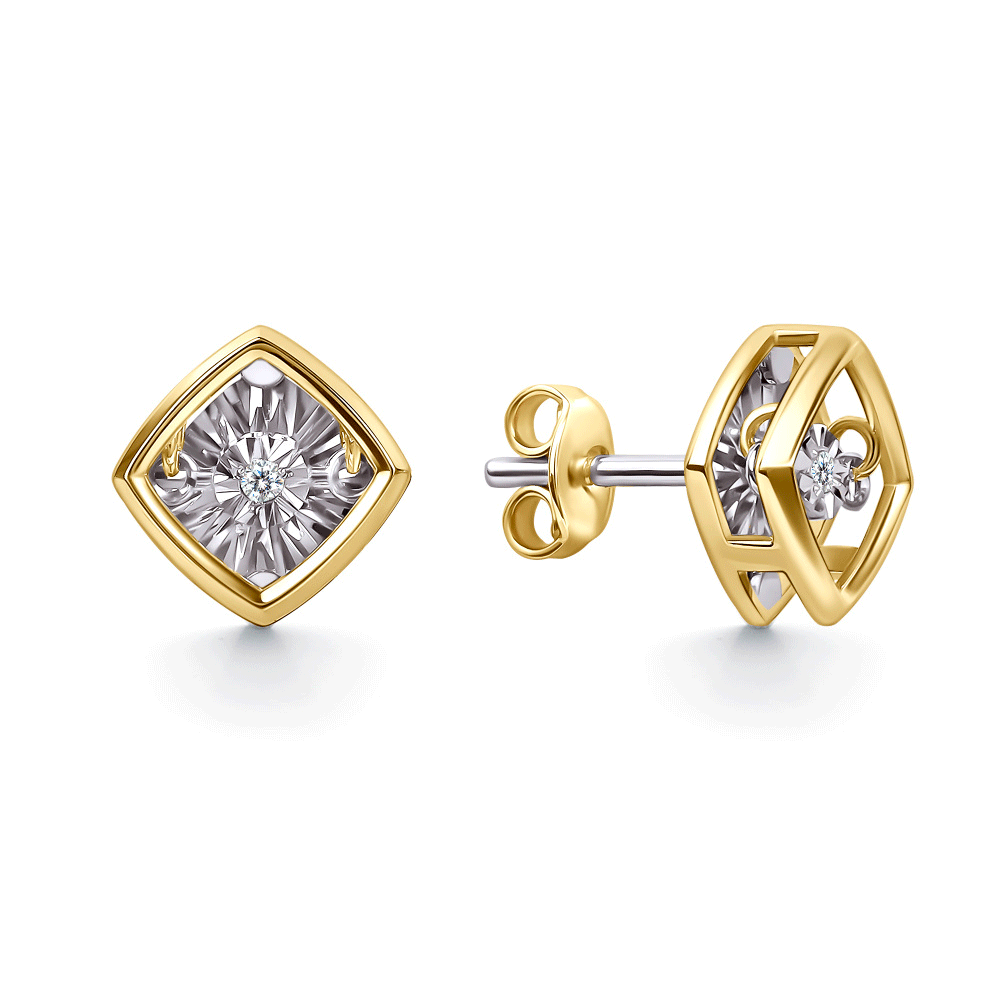 Серьги из лимонного золота GRIGORIEV с танцующим бриллиантом Г12-13-51200-11-00 фото