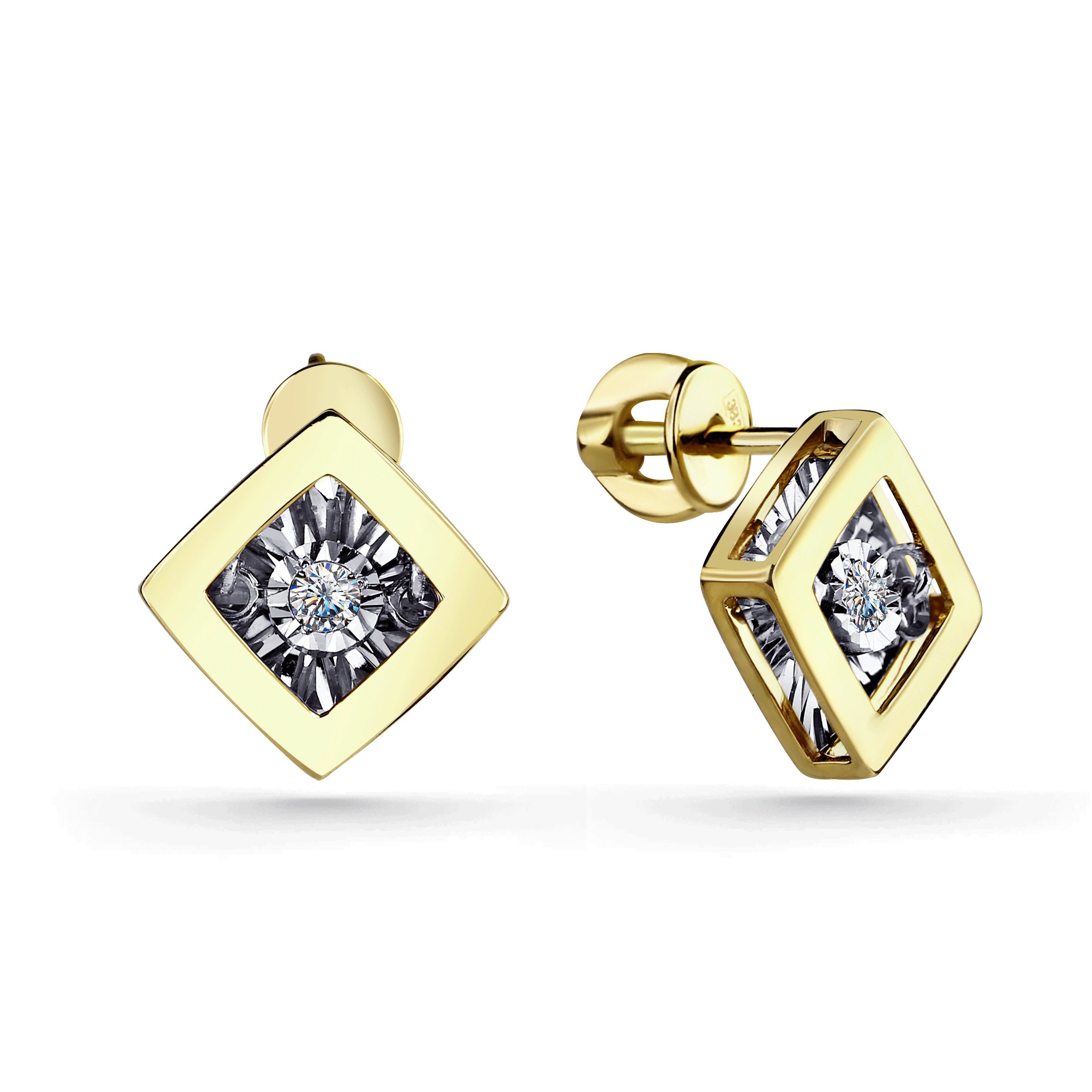 Серьги из лимонного золота GRIGORIEV с танцующим бриллиантом Г12-13-5737-11-00 фото